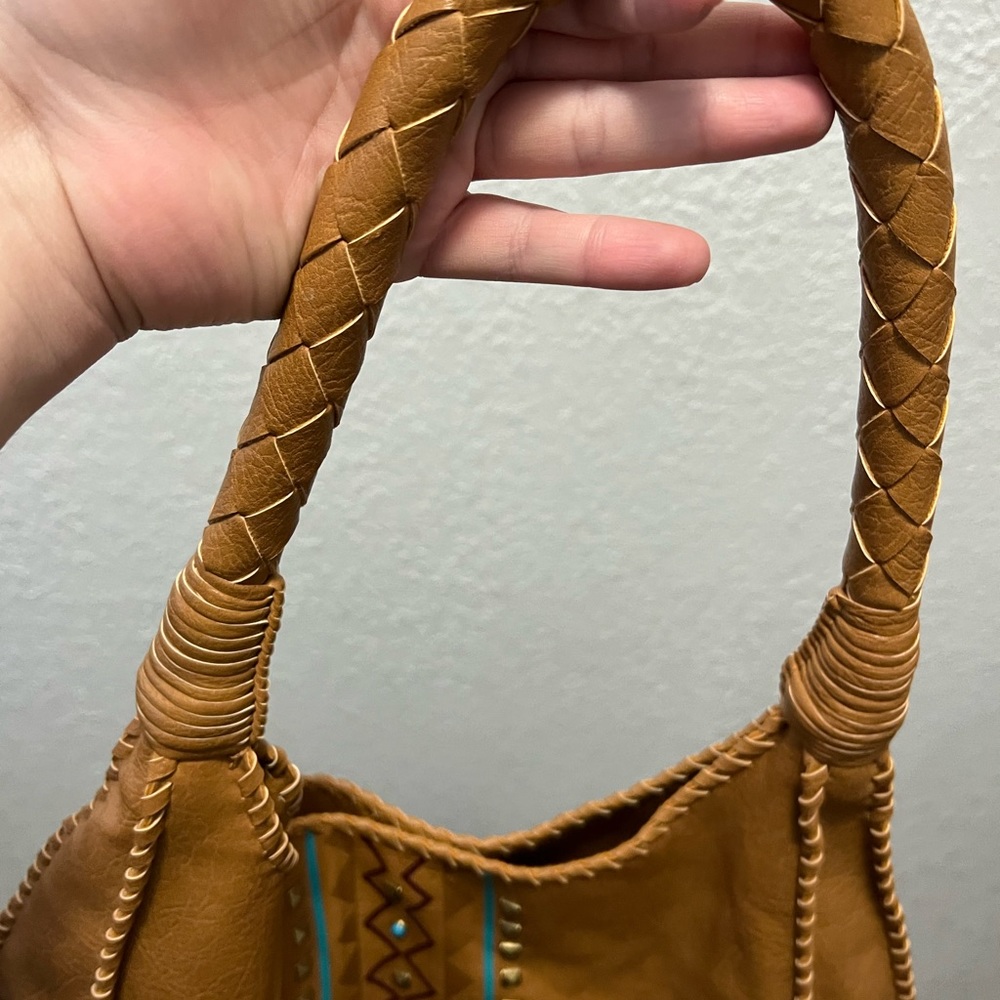 DV by Dolce Vita Tan Caramel Brown Faux Leather Tribal Aztec Shoulder Hobo Bag - Picture 5 of 8